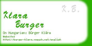 klara burger business card